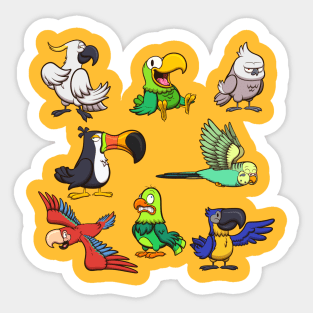 Cartoon Tropical Birds Sticker